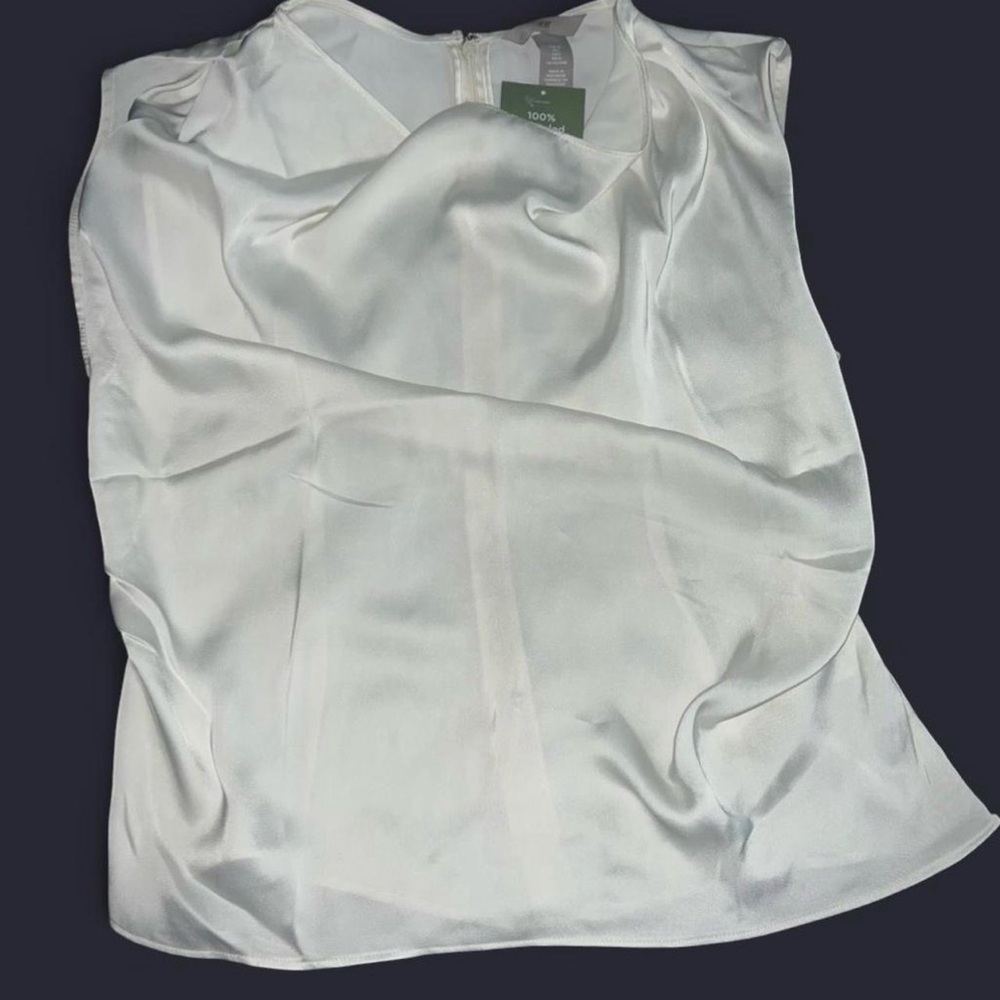NWT White Satin Cowl Neck Sleeveless Blouse - Picture 2 of 7